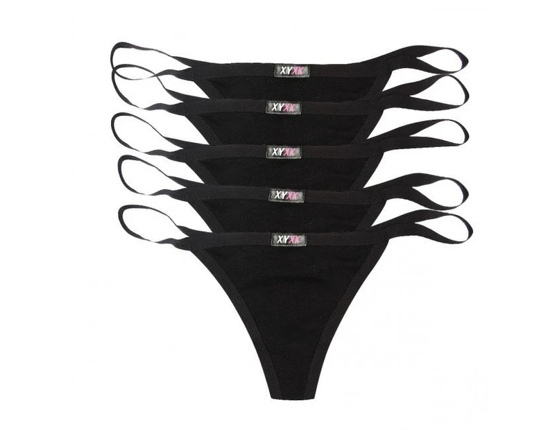 5 Black Pack XYXX Underwear Womens G String S M L XL XXL