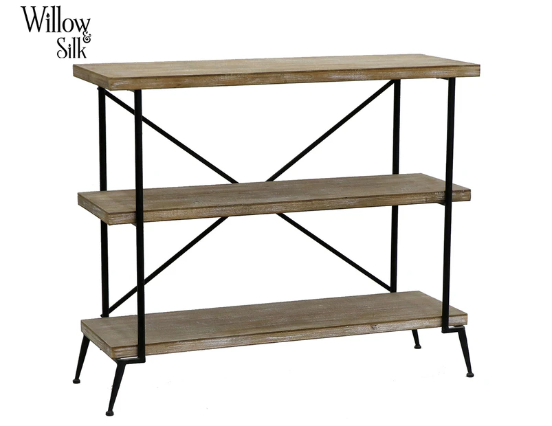 Willow & Silk Chic 3-Shelf Unit / Storage Rack - Natural/Black