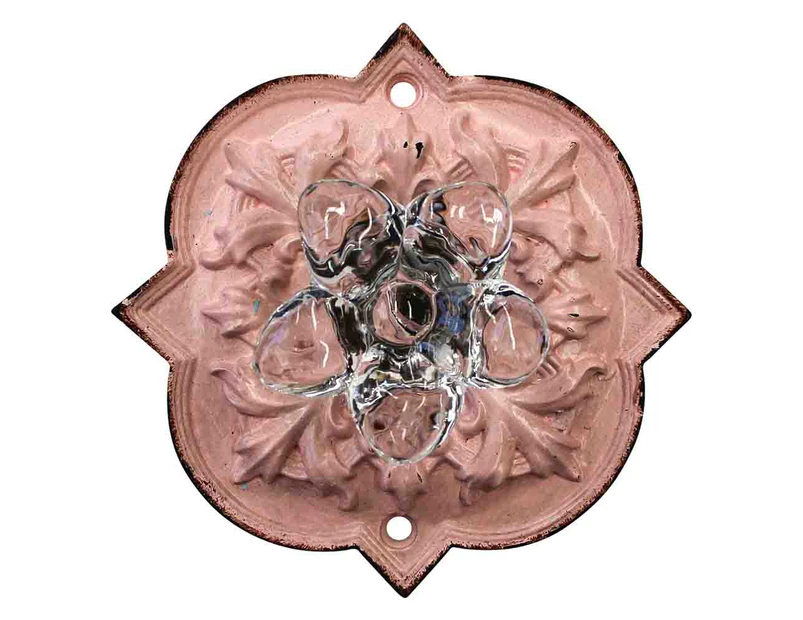 French Country Vintage Inspired PINK Ornate Back with Crystal Knob x 2 New