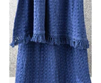 Renee Taylor Alysian Washed Cotton Textured Royal Throw - Royal Blue
