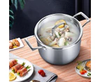 SOGA 2X 26cm Stainless Steel Soup Pot Stock Cooking Stockpot Heavy Duty Thick Bottom with Glass Lid