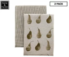 Set of 2 Raine & Humble 70x50cm Pear Tea Towels - Khaki Green