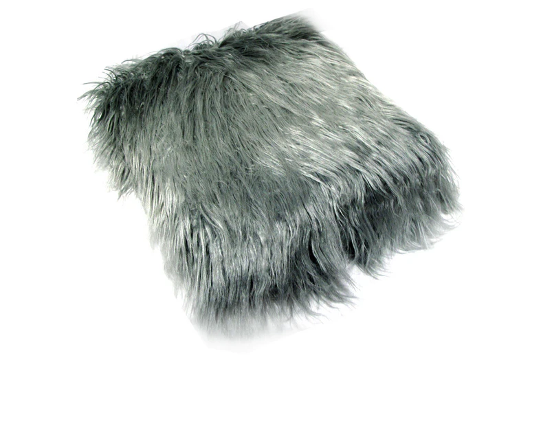 Faux Fur Long Hair Throw Rug 127 x 152 cm - 2 Tone Silver Grey