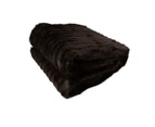 Faux Fur Striped Throw Rug 127 x 152 cm - Dark Chocolate