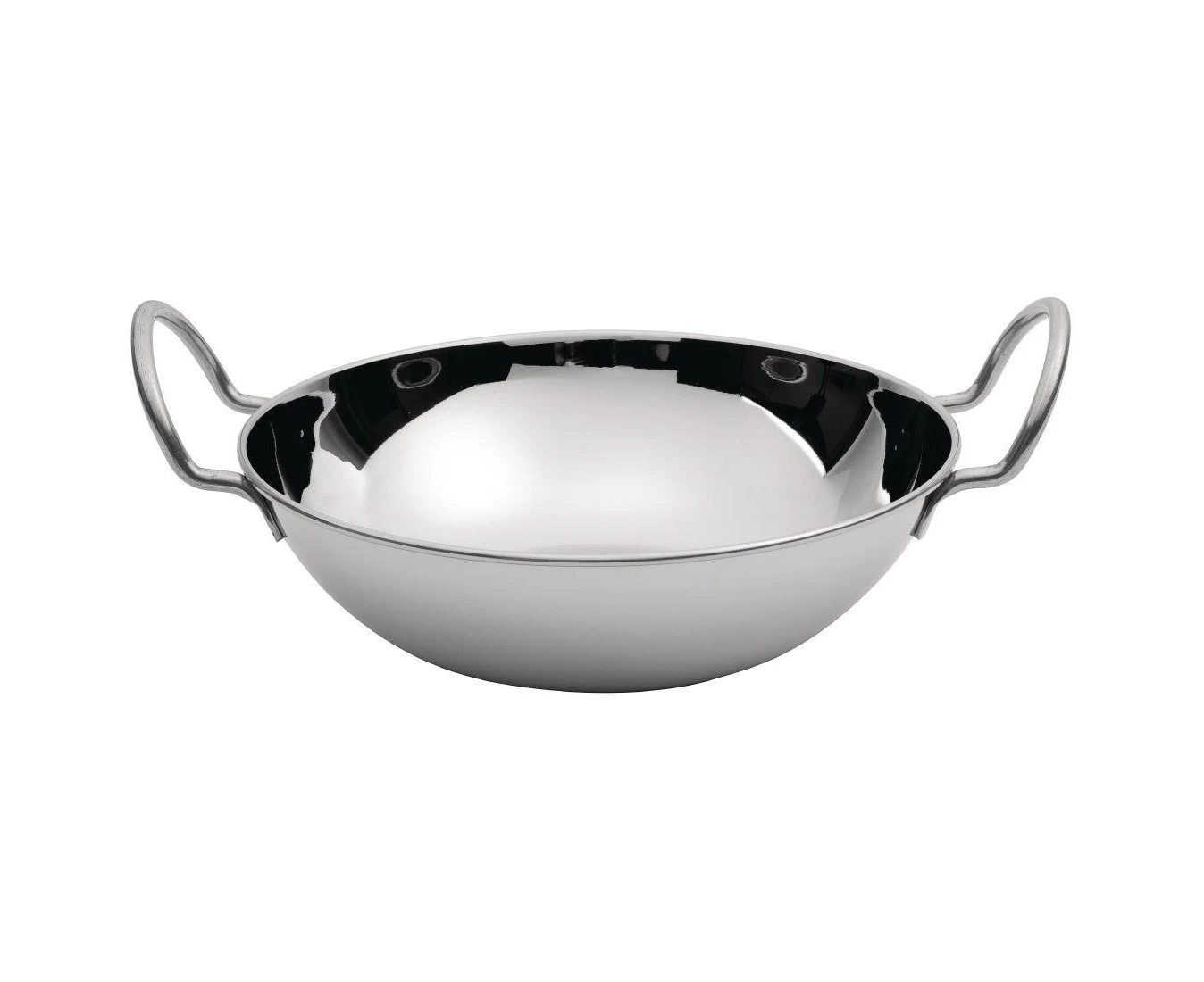 Olympia Flat Bottomed Balti Serving Dish - Medium - Silver Stainless Steel