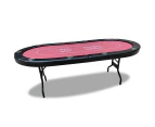 PK017 7' MDF Foldable Poker Table 10 Players Folding Red Home Gaming Game Room