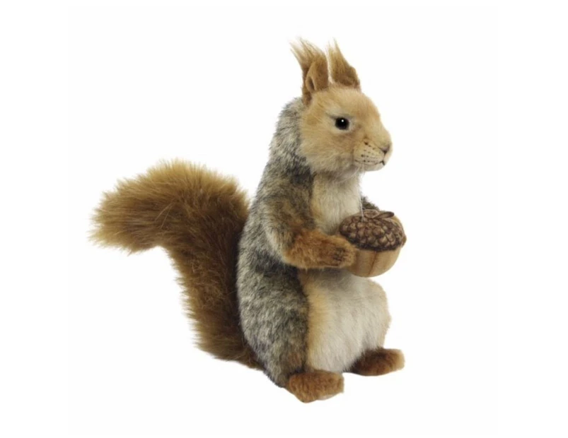 Grey Squirrel Sitting with Nut Soft Toy