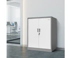 109cm Metal Filing Cabinet 2 Door 4 Shelves Office Home Stationary Lockable File Cupboard