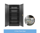 180cm Steel Filing Cabinet Office Home Stationary Lockable Storage Cupboard 2 Door 4 Shelves