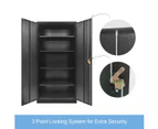 180cm Steel Filing Cabinet Office Home Stationary Lockable Storage Cupboard 2 Door 4 Shelves