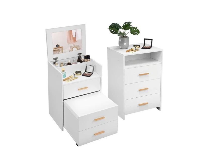 Dressing Table with Mirror Stool and Bedside Table Set Modern Home Furniture