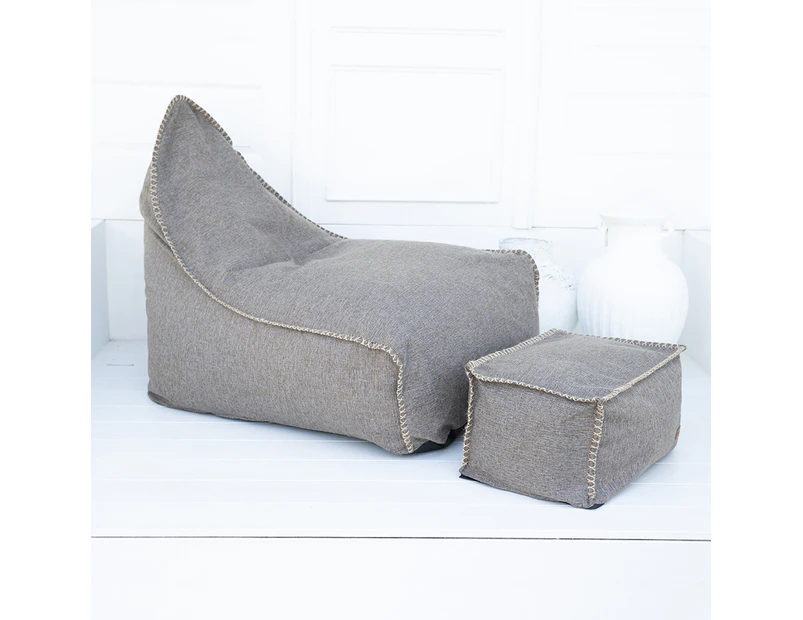 Vintage Bean Bag Chair and Ottomon - Brown | Indoor Décor & Furnishing | Designer Beanbags - Linen