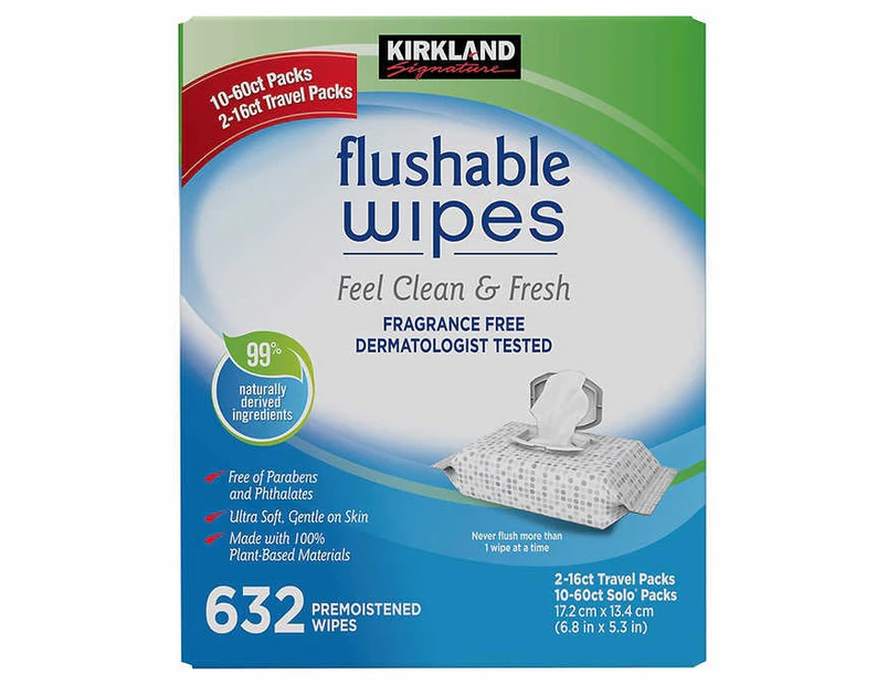 Kirkland Signature Moist Flushable Wipes 632 Wipes