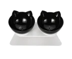 Cute Pet Cat Bowl Puppy Food Water Feeder Dish Dispenser + Stand -Double Bowl
