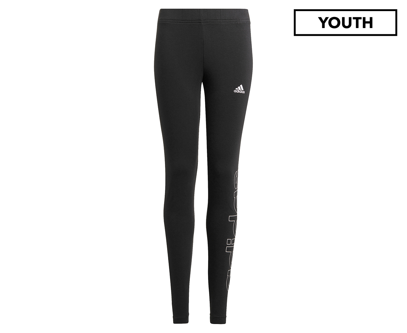 Adidas Youth Girls' Essentials Leggings / Tights - Black/White<!-- -->