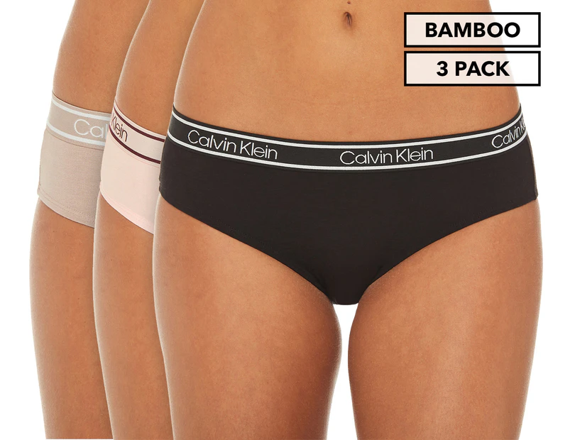 Calvin Klein Women's Bamboo Comfort Hipster 3-Pack - Black/Taupe/Nymph's Thigh