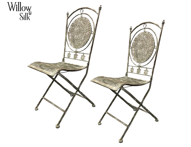 Set of 2 Willow & Silk Riviera Chairs - Distressed Grey