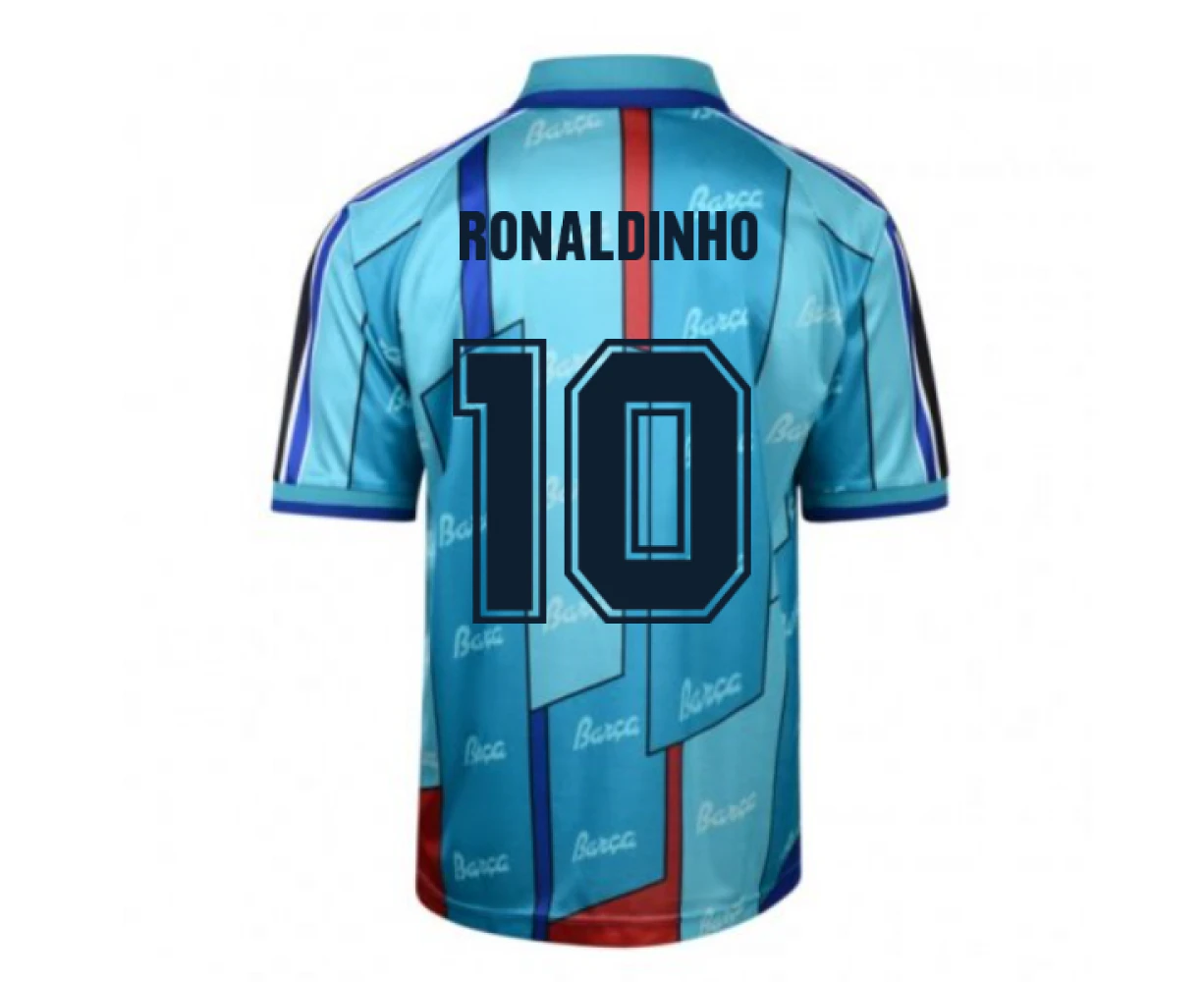 Score Draw Barcelona 1997 ECWC Final Retro Football Shirt (RONALDINHO 10)