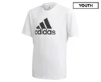 Adidas Youth Boys' Designed 2 Move Big Logo Tee / T-Shirt / Tshirt - White/Black