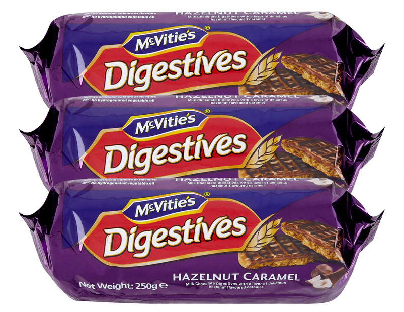 3 x McVities Chocolate Digestive Hazelnut Caramel Biscuits 250g
