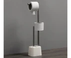 Ortega Home Toilet Paper & Brush Holder Stand Set - Silver/White