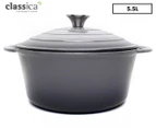 Classica 26cm/5.5L Enamelled Round Cast Iron Casserole Pot - Grey