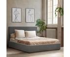 Artiss Gas Lift Bed Frame Storage Base Grey Fabric Nino Collection 1