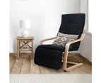 Artiss Bentwood Armchair Adjustable Wooden Recliner Lounge Fabric Cushion Black
