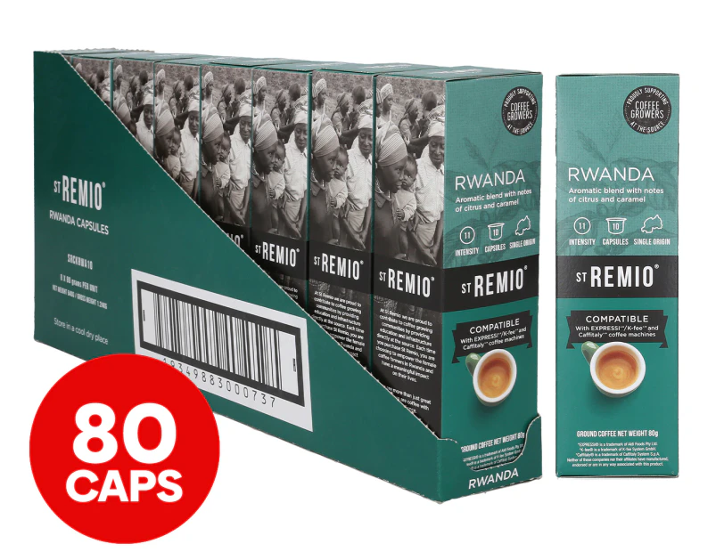 8 x 10pk St Remio Rwanda Expressi/K-fee & Caffitaly Compatible Coffee Capsules