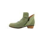 Ladies Boots Step on Air Craven Ankle Boot Zip Sides Rouched Top Low Heel - Sage Green