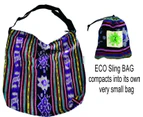 Shoulder Sling Bag Large Purple made from Ikat Material