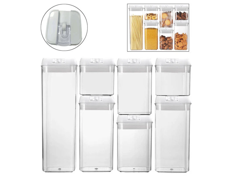 Bestier 7 Pieces Plastic Food Storage Containers with Easy Lock Lids for Kitchen Pantry Organization and Storage -White Lid