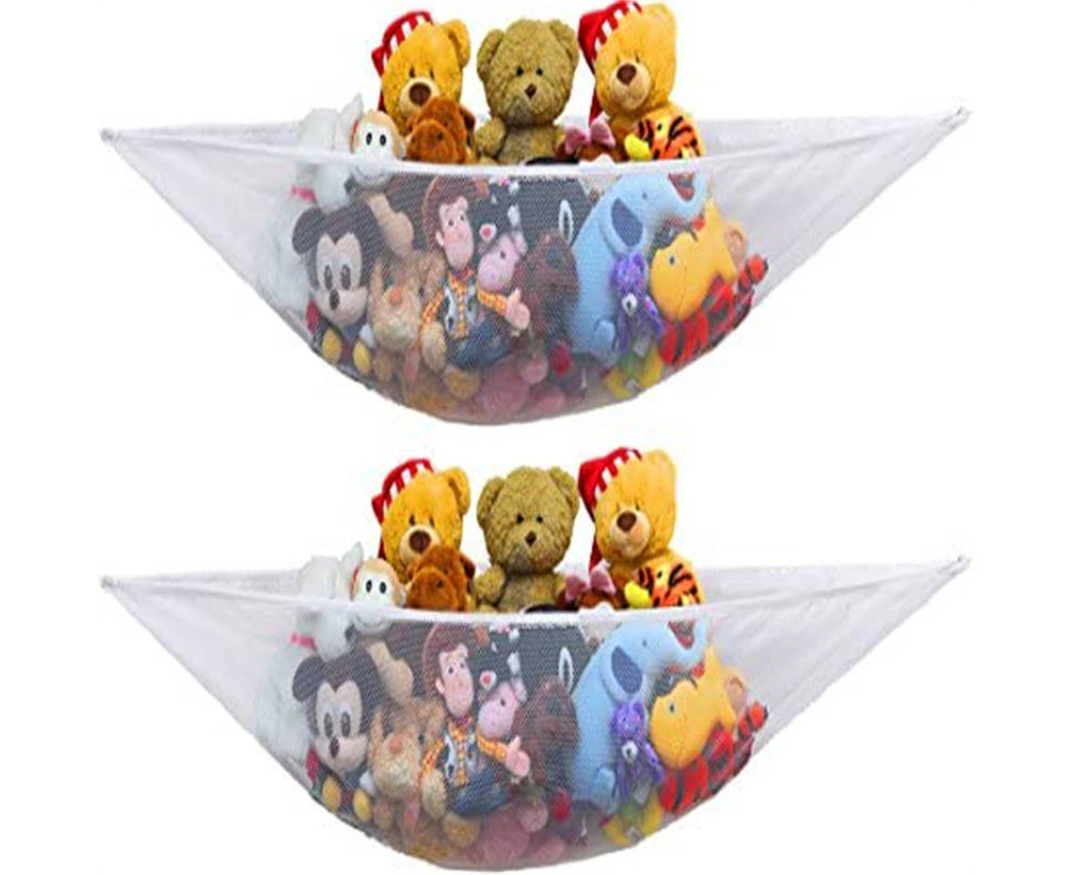 Bestier 2 Packs Stuffed Animals Jumbo Toy Storage Hammock-White