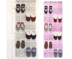 Bestier 24 Pockets SimpleHouseware Crystal Clear Over The Door Hanging Shoe Organizer 4 hooks -White