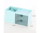 Bestier Plastic Cosmetic Storage Box Office Desk Multi-Functional Organizer -Blue