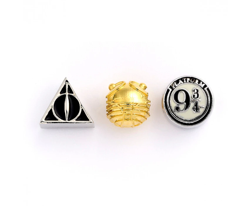 Harry Potter Set Of Charms Deathly Hallows, Golden Snitch And 9 3/4 Platform