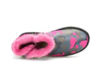 UGG Women Boots Ankle 6"+ Australian Premium Colourful Nappa Sheepskin with Button- Red Camo
