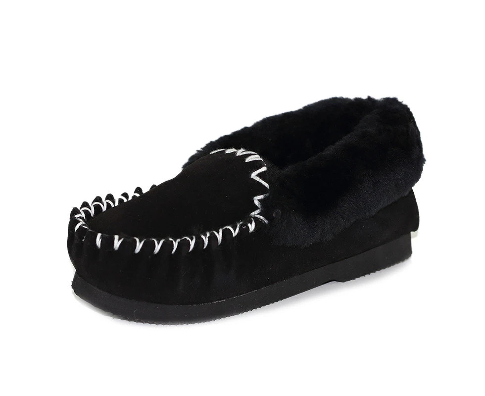 UGG Moccasins Unisex 100% Premium Australian Sheepskins Slippers-Black