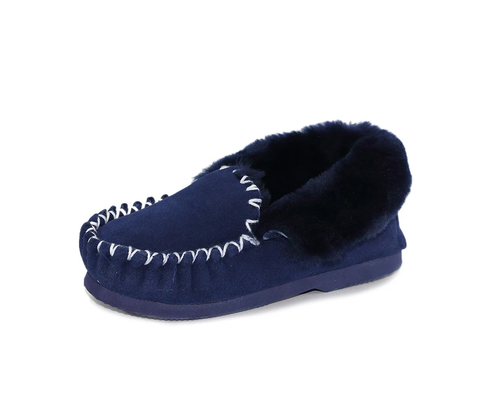 UGG Moccasins Unisex 100% Premium Australian Sheepskins Slippers-Navy