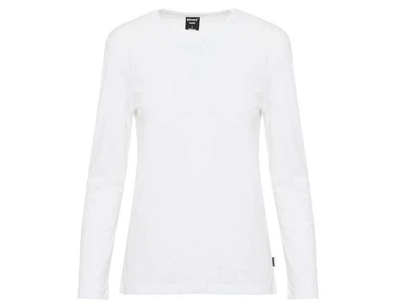 Bonds Women's Core Long Sleeve Crew Tee / T-Shirt / Tshirt - White