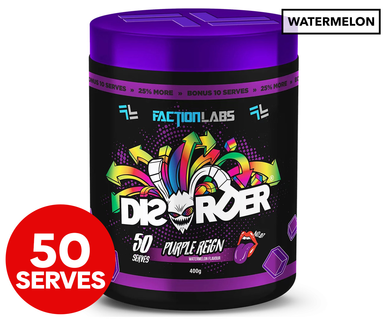 Faction Labs Disorder PreWorkout Powder Purple Reign (Watermelon) 400g