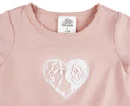 Gem Look Baby Girls' Lace Heart Tee, Vest & Leggings 3-Piece Set - Dusty Pink/Silver/Navy