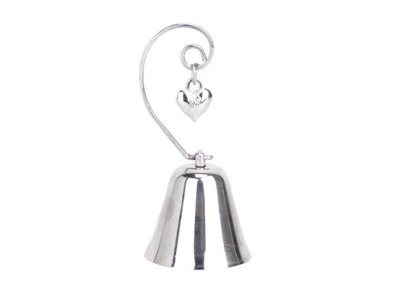 10 Pack - Silver Bell - Deluxe Name Card Holder - Hanging Heart in Loop - Wedding Bomboniere Favour Keep Sake Kissing Bell