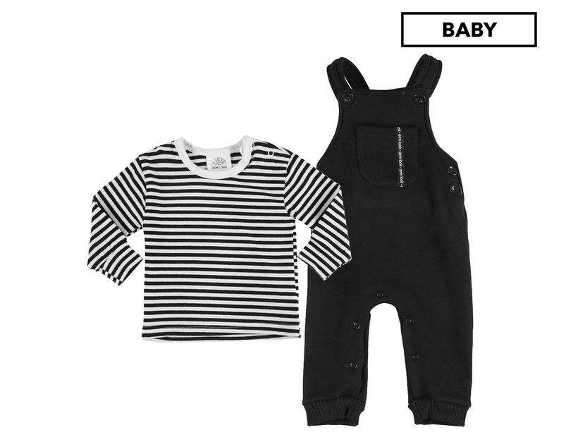 Gem Look Baby Boys' Smart Look Overalls & Tee 2-Piece Set - Black/White