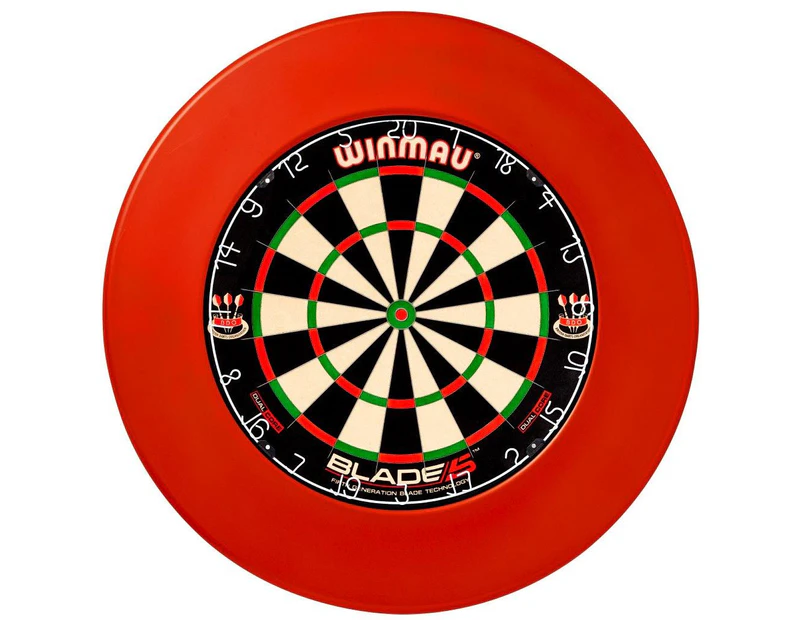 Winmau Blade 5 FIVE DUAL CORE Dart Board and Surround - Plain Red