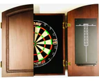 Winmau Blade 5 FIVE Dart Board and TIMBER Cherry Colour Wood Cabinet