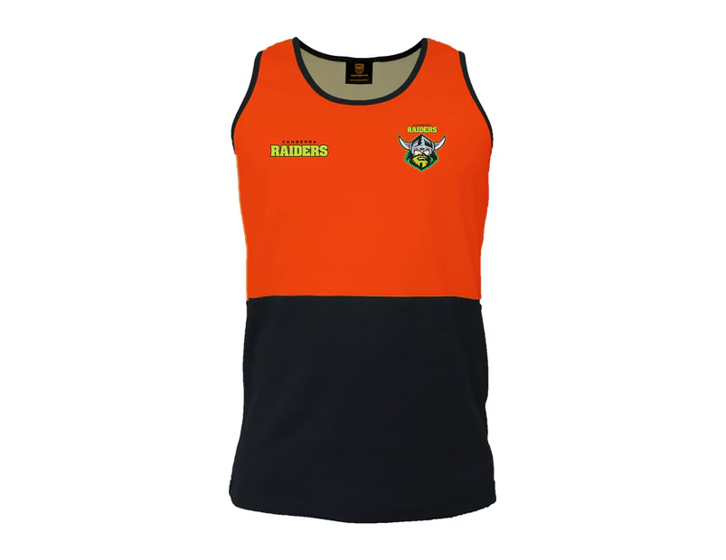 Canberra Raiders NRL HI VIS Singlet Work Shirt Orange Navy