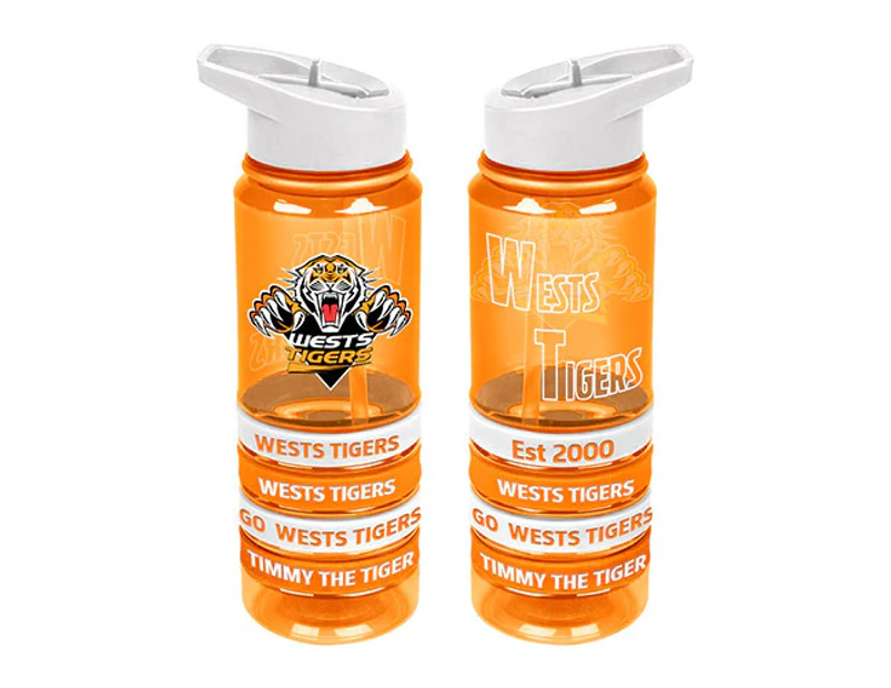 Wests Tigers NRL Tritan Drink Water Bottle with Wrist Bands