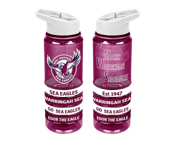 Manly Warringah Sea Eagles NRL Tritan Drink Water Bottle with Wrist Bands