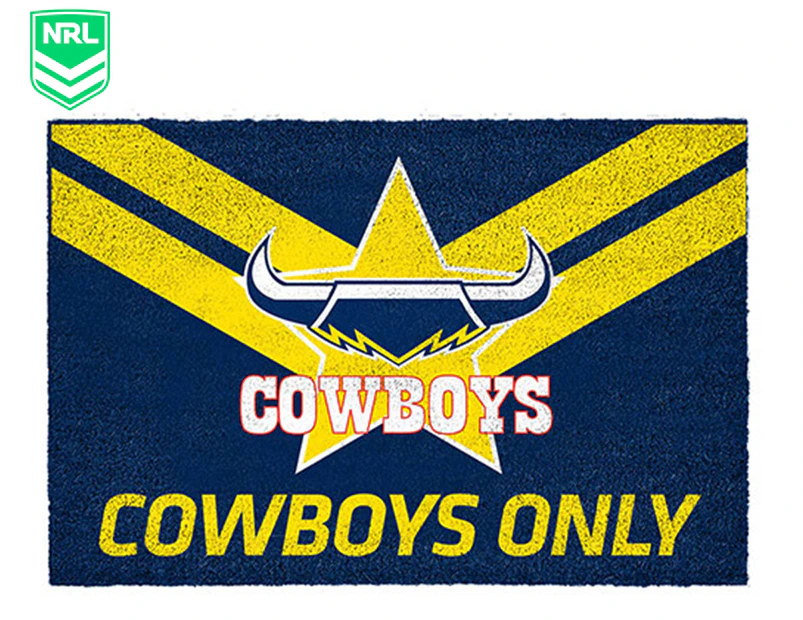 NRL Queensland Cowboys Door Mat - Blue/Yellow/White
